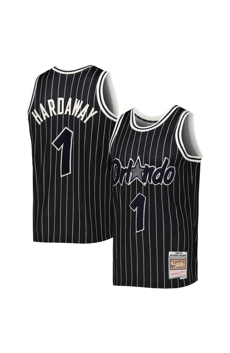 Mitchell & Ness Men's Mitchell & Ness Penny Hardaway Black Orlando Magic 1994-95 Hardwood Classics Off-Court Swingman Jersey, Main, color, 