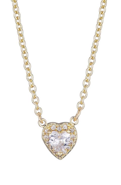 Cubic Zirconia Halo Heart Pendant Necklace