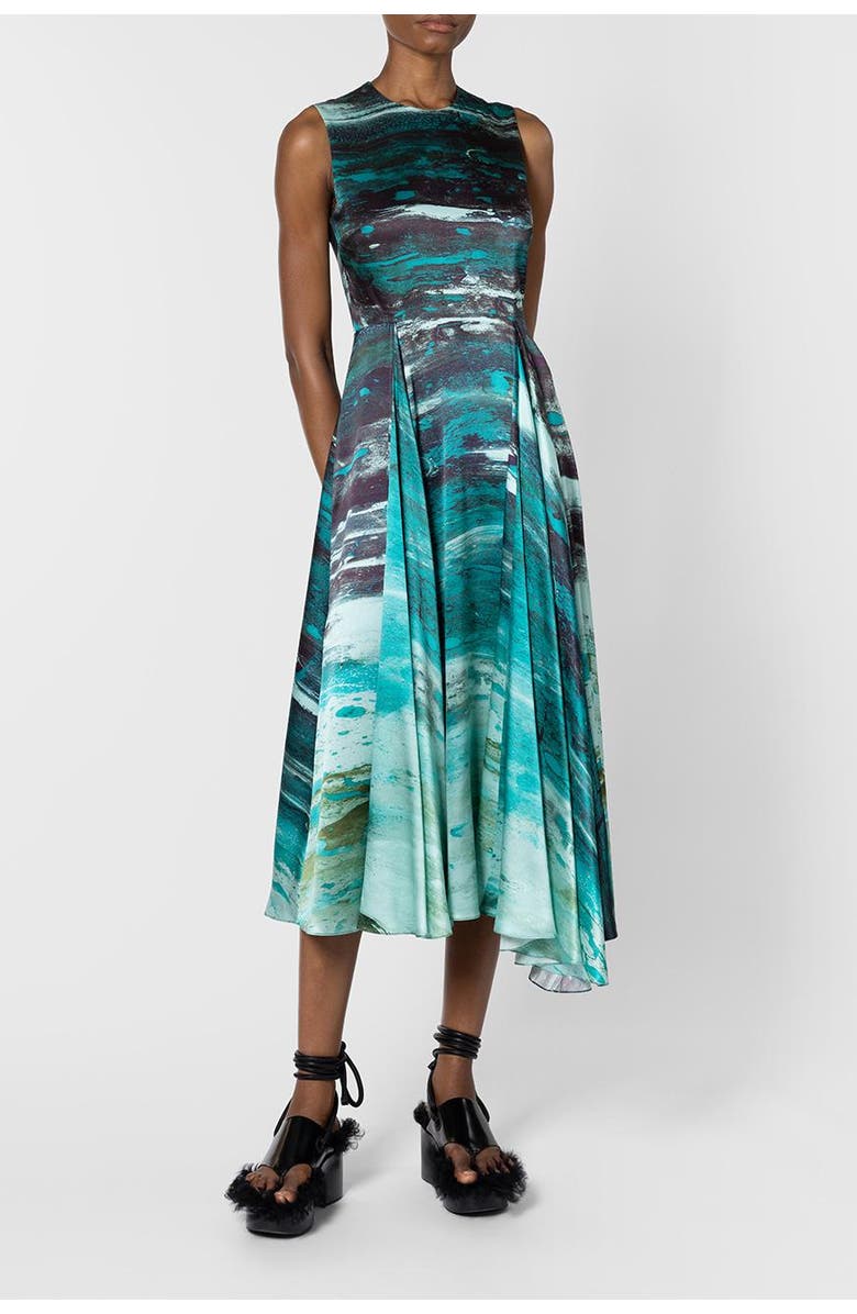 Roksanda Tera Printed Midi Dress, Alternate, color, Brush Teal / Mint