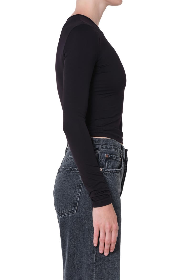 Dion Long Sleeve Crop T-Shirt, Alternate, color, BLACK