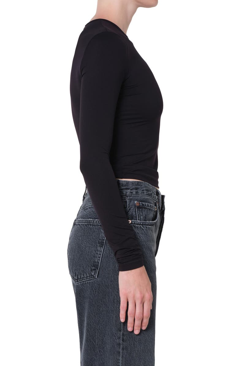 AGOLDE Dion Long Sleeve Crop T-Shirt, Alternate, color, Black