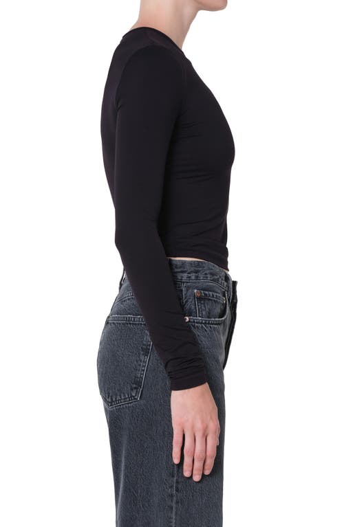 Agolde Dion Long Sleeve Crop T-shirt In Black