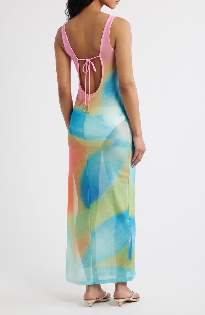 Kulani Kinis Plunge Mesh Maxi Dress, Alternate, color, Afterglow