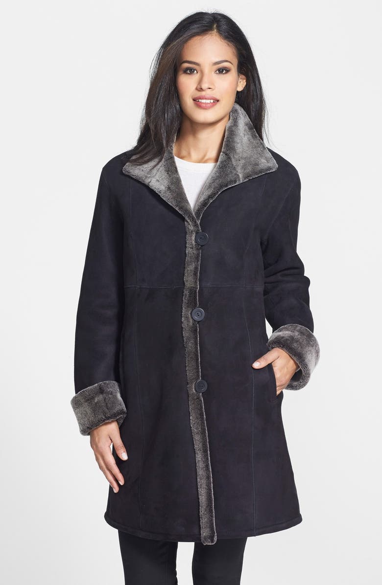 Blue Duck Genuine Shearling Stand Collar Coat, Main, color, 