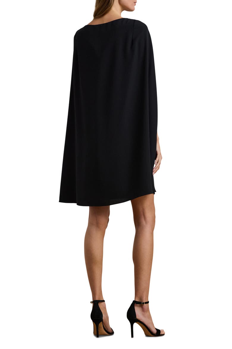 Capelet Cocktail Dress, Alternate, color, BLACK