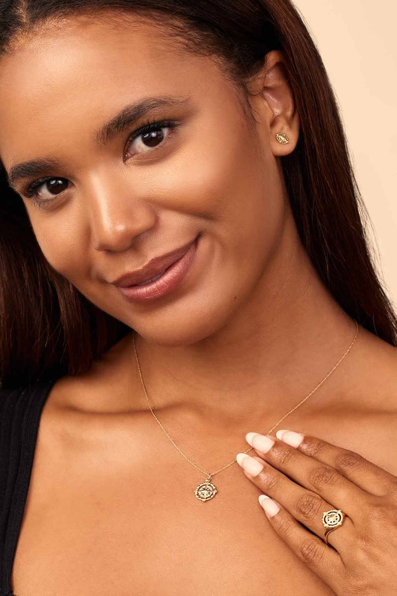 14K Yellow Gold Compass Rose Studs, Alternate, color, Yellow Gold