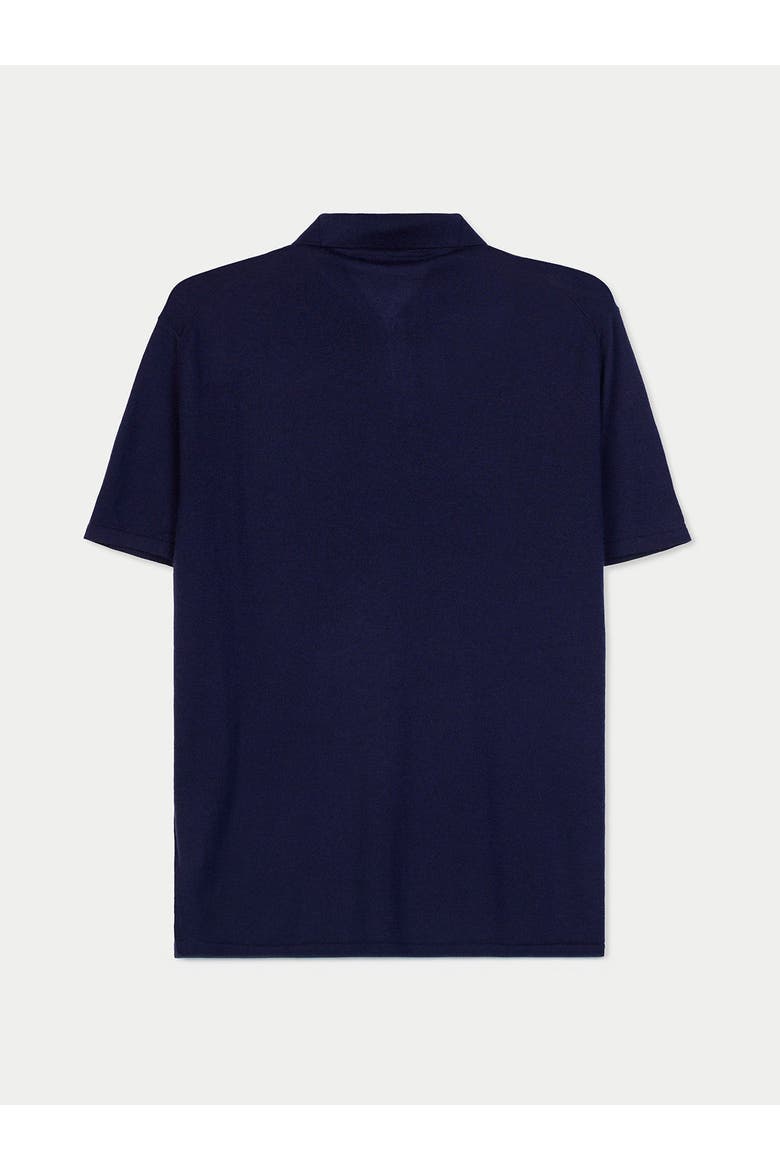 Cashmere Silk Half-Zip Polo Top, Alternate, color, mood-indigo