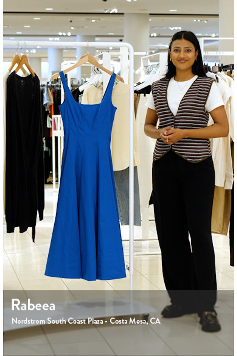 Wells Stretch Cotton Poplin Midi Fit & Flare Dress video