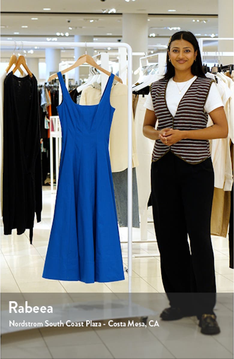 Wells Stretch Cotton Poplin Midi Fit & Flare Dress, sales video thumbnail