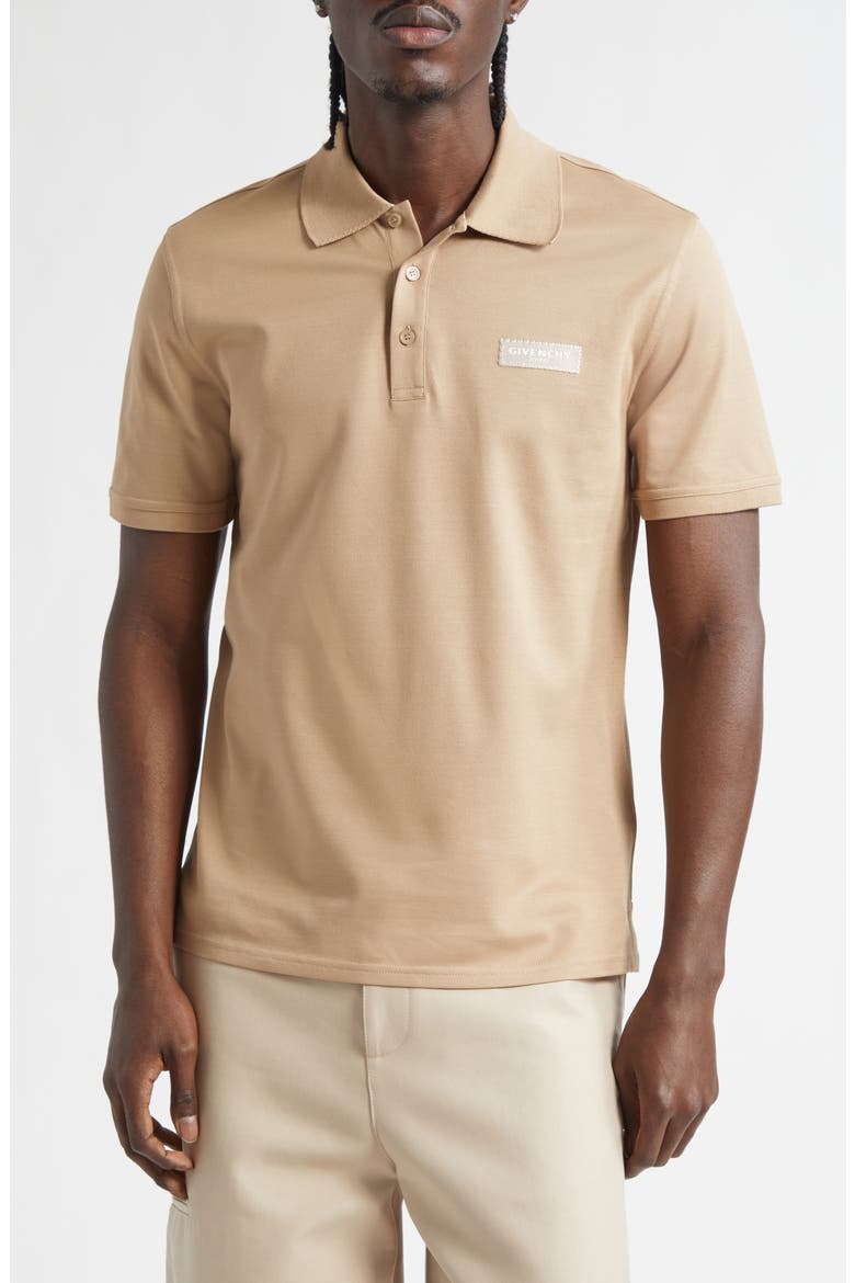 Regular Fit Logo Patch Cotton Piqué Polo, Main, color, BEIGE