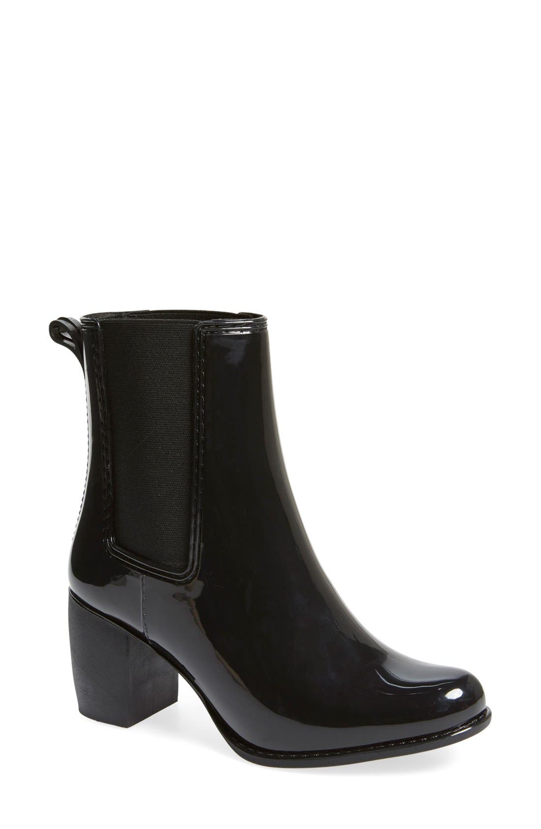 Clima Chelsea Rain Boot, Main, color, BLACK SHINY