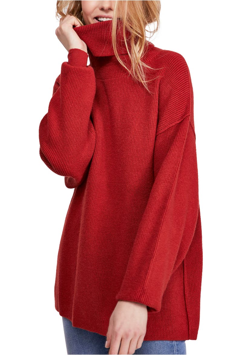Softly Structured Knit Tunic, Main, color, BRICK RED