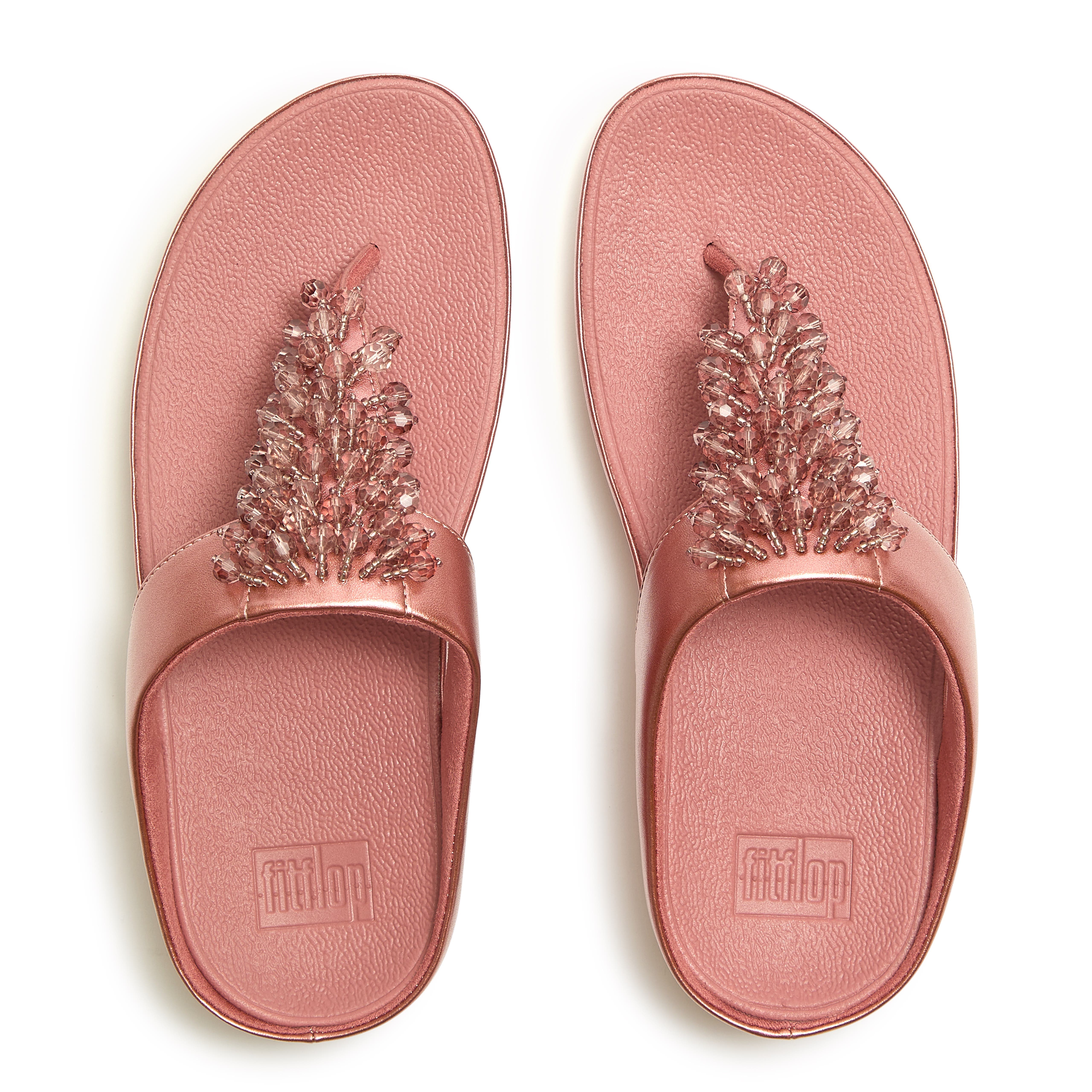 FitFlop Rumba Iridescen Bead Toe-Post, Alternate, color, Metallic Rust Rose