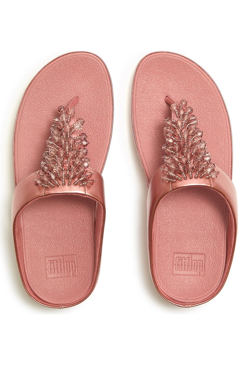 FitFlop Rumba Iridescen Bead Toe-Post, Alternate, color, Metallic Rust Rose