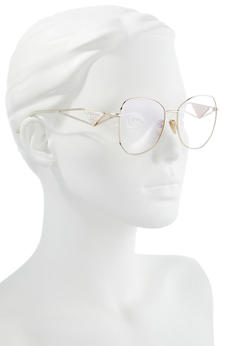 Prada 57mm Irregular Sunglasses, Alternate, color, Pale Gold