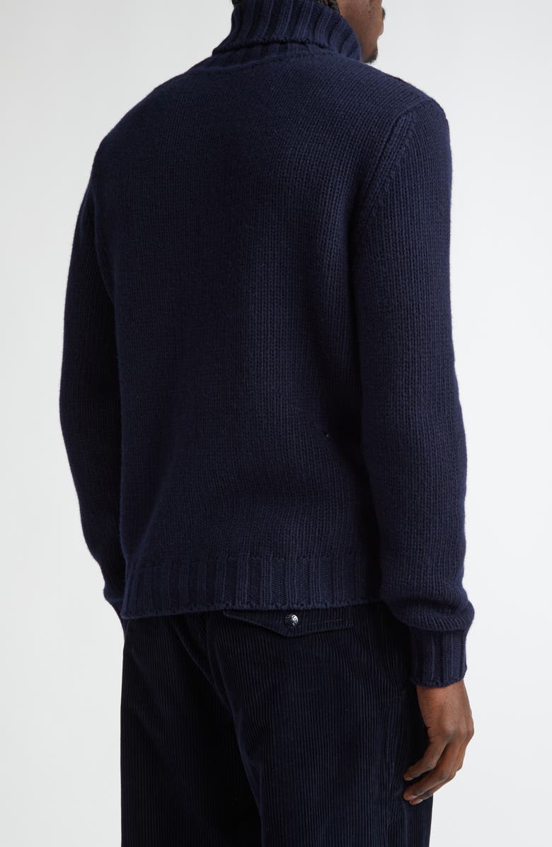 Moncler Ciclista Cable Stitch Virgin Wool & Cashmere Turtleneck Sweater, Alternate, color, 