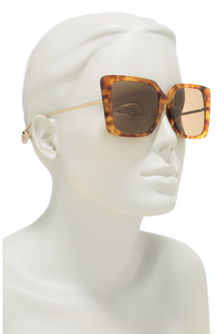 Novelty 54mm Square Sunglasses, Alternate, color, HAVANA GOLD BROWN