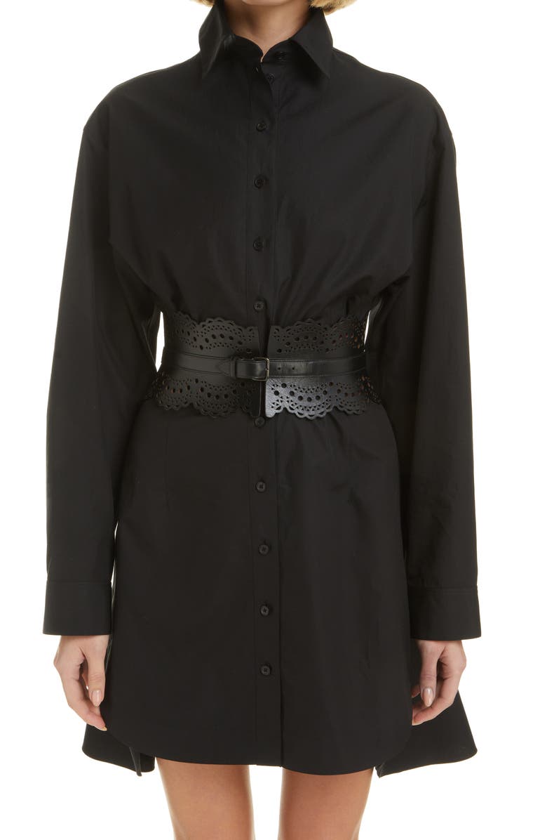 Alaïa Lambskin Leather Wide Corset Belt, Alternate, color, 