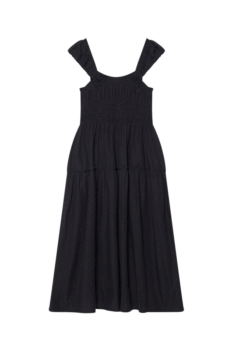 Cotton Blend Textured Midi Dress, Alternate, color, Black
