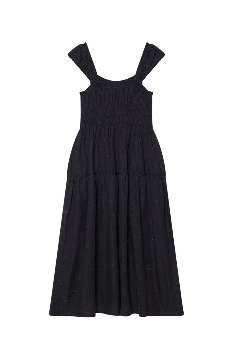 MINT VELVET Cotton Blend Textured Midi Dress, Alternate, color, Black