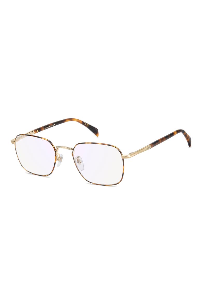 52mm Square Optical Glasses, Alternate, color, GOLD HAVANA/ BLUE