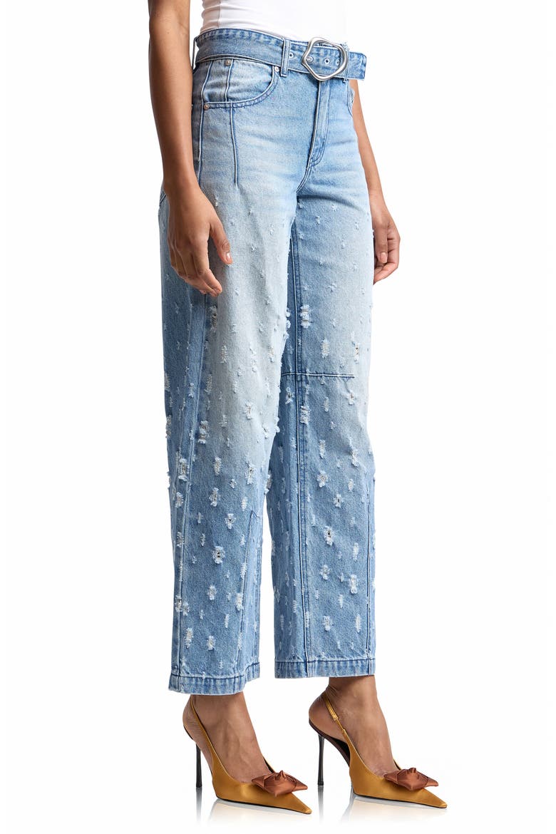 Distressed Darted High Waist Wide Leg Jeans, Alternate, color, MARTIN WASH