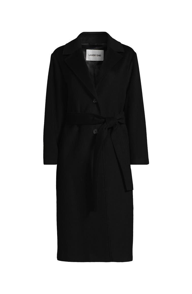 Lands' End Wool Wrap Long Coat, Alternate, color, Black