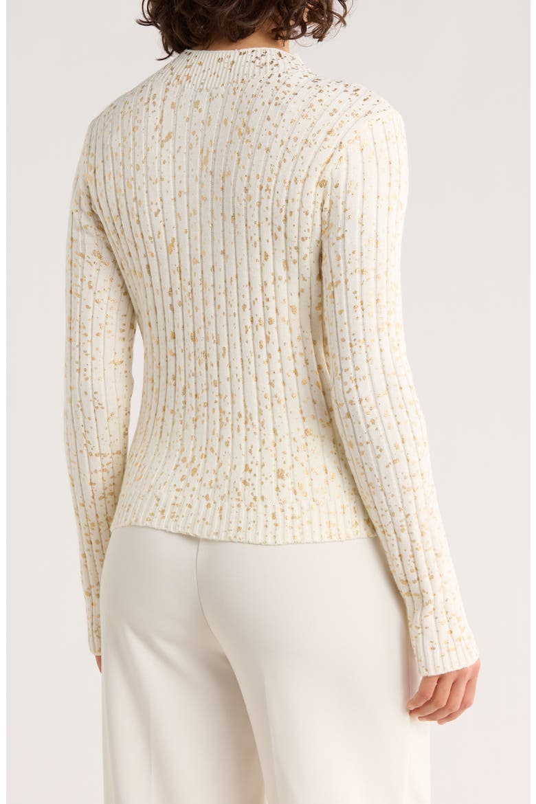 Metallic Dot Funnel Neck Sweater, Alternate, color, EGRET IVORY/ GOLD