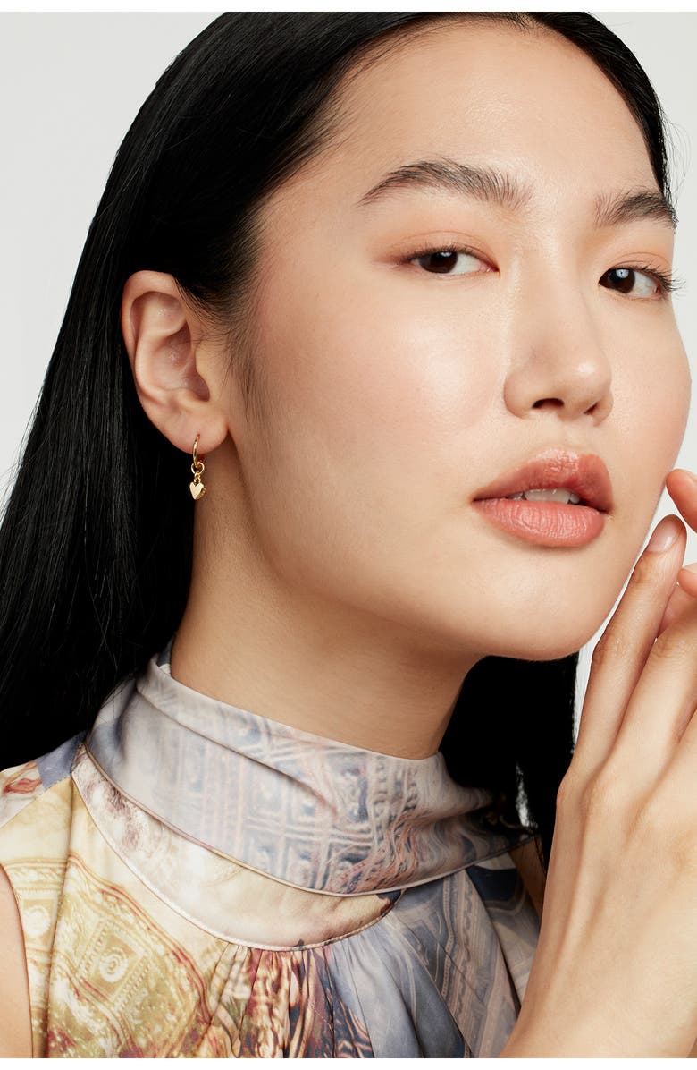 Ted Baker London Tiny Heart Huggie Drop Earrings, Alternate, color, 