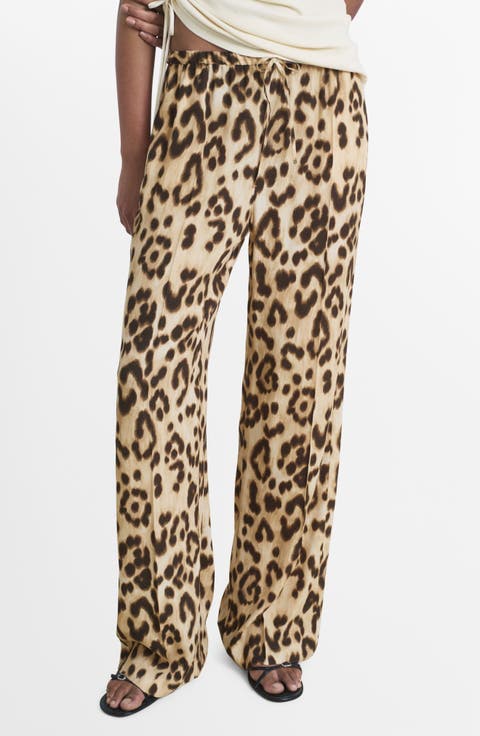 Bernie Print Wide Leg Drawstring Pants