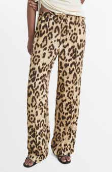 MANGO Bernie Print Wide Leg Drawstring Pants