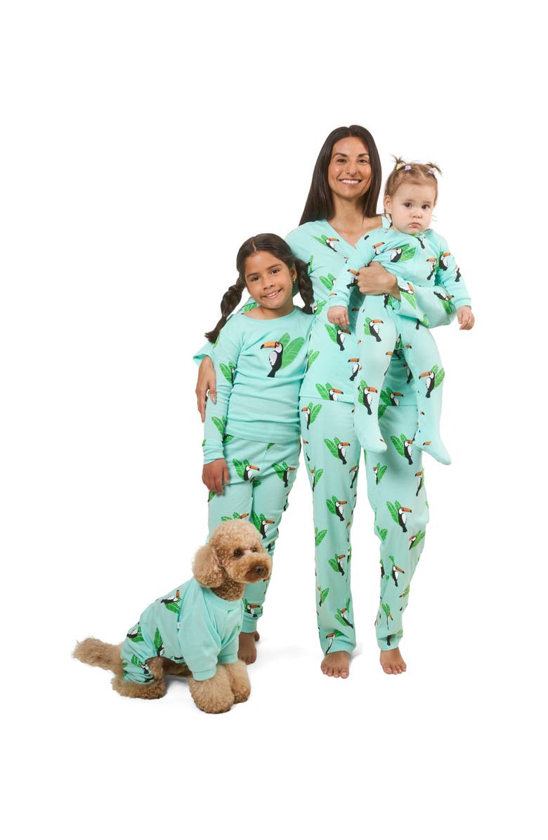 Leveret Footed Printed Cotton Matching Family Pajamas, Animal Kingdom Prints, Alternate, color, Toucan Bird