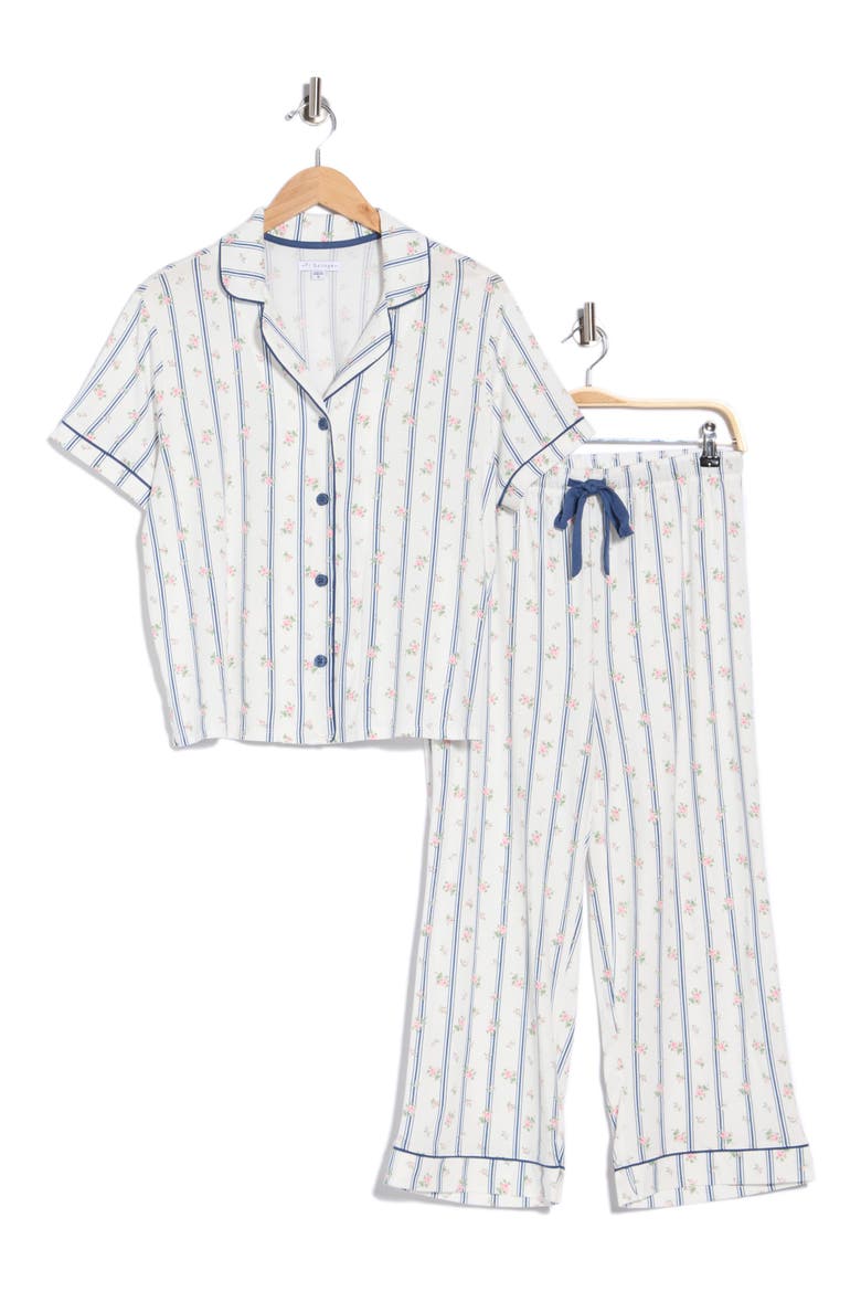 Floral Jersey Pajamas, Alternate, color, IVORY