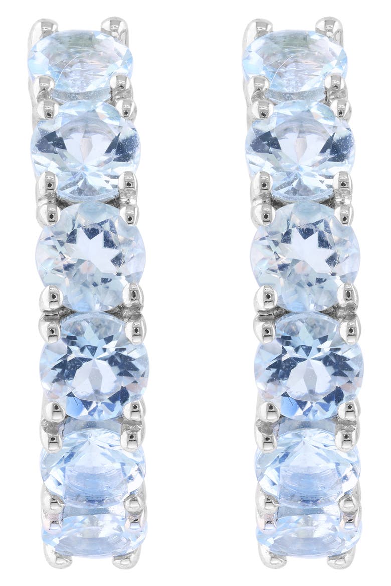 Stone Pavé Hoop Earrings, Alternate, color, BLUE
