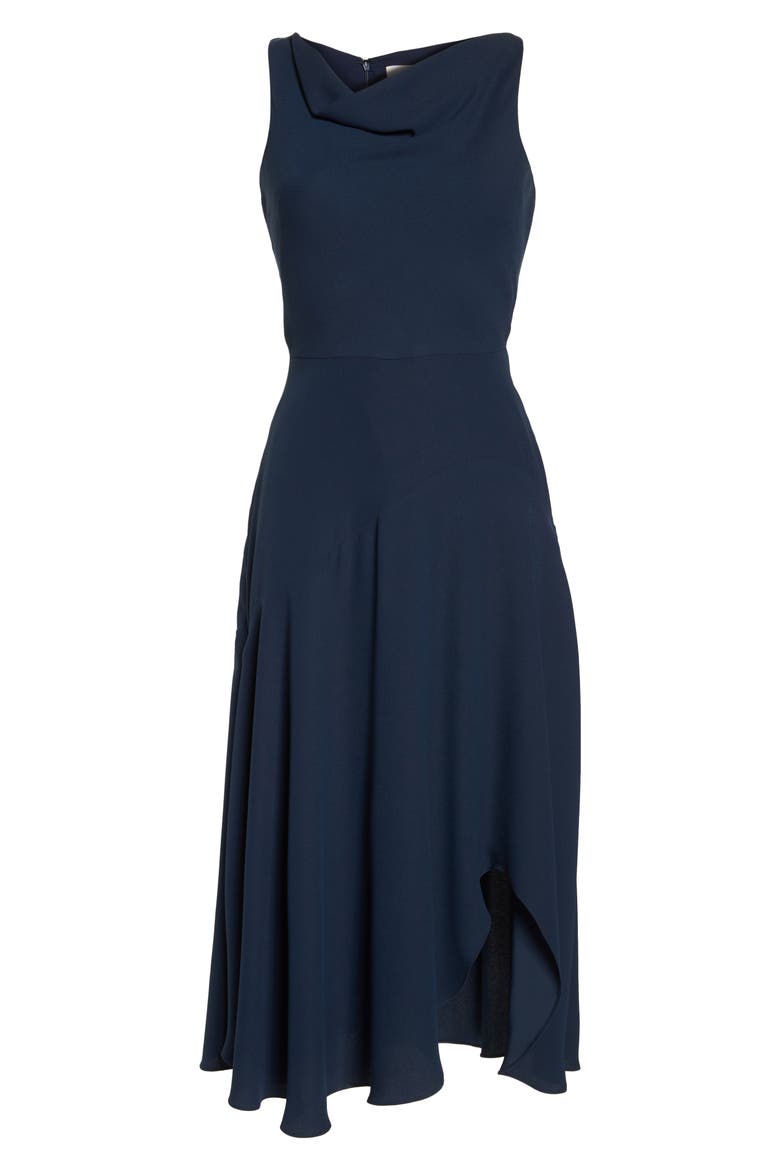 Juliet Cowl Neck Crepe Dress, Alternate, color, NAVY NIGHT