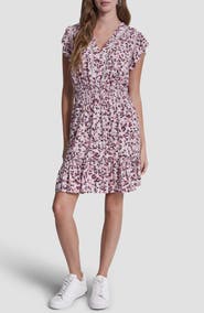 DKNY Jeans Floral Smocked Waist Minidress