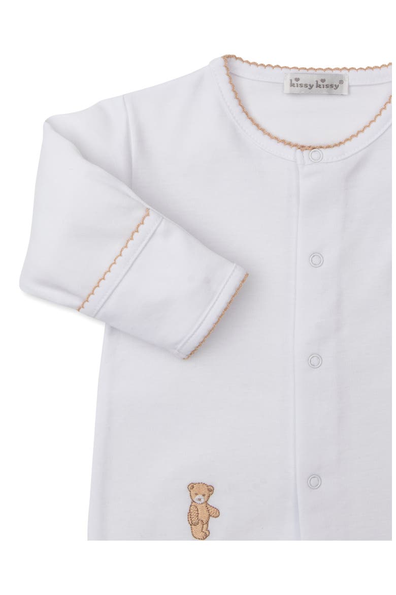 Bear Embroidered Footie & Hat Set, Alternate, color, WHITE/ TAN