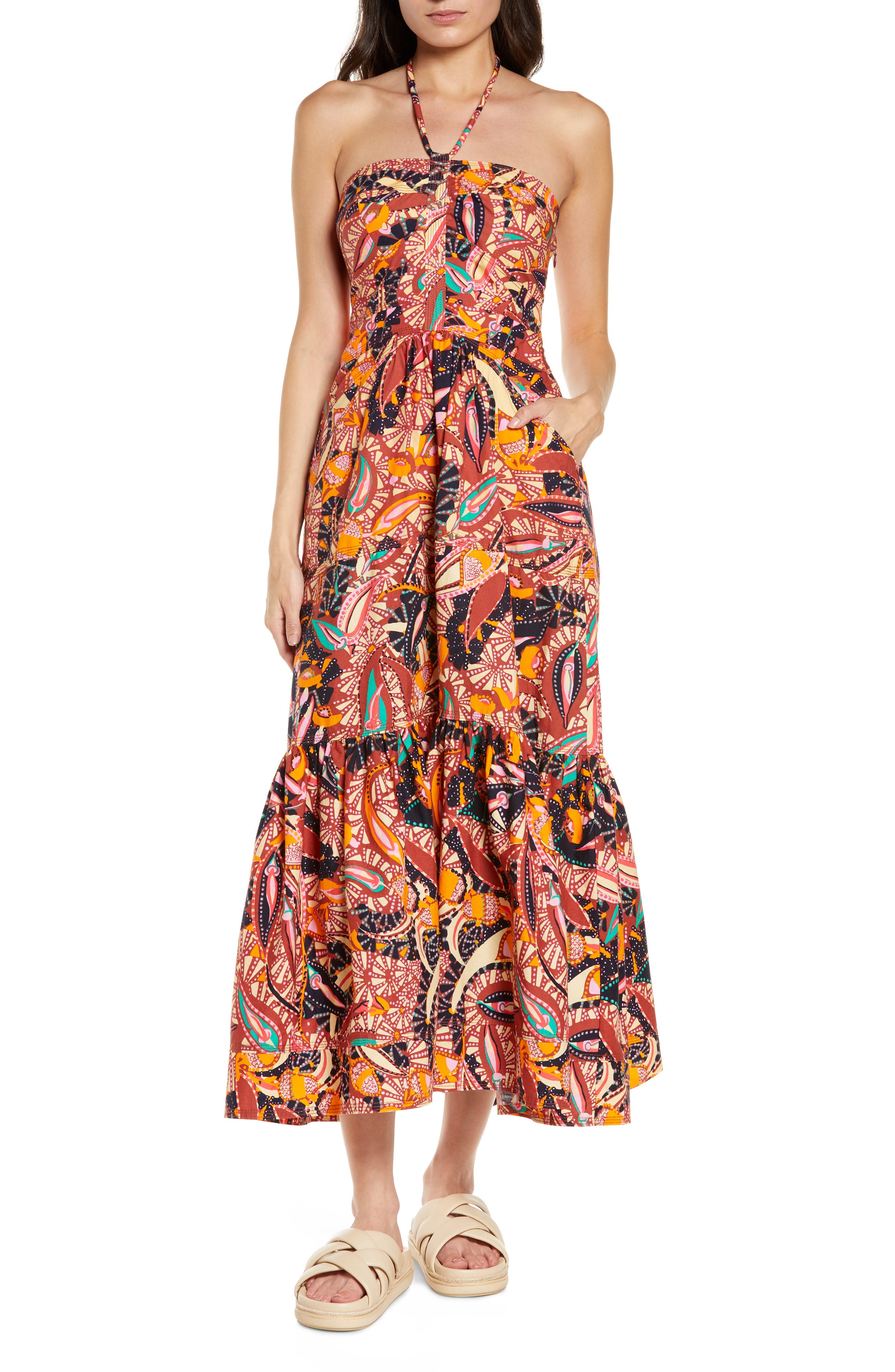alc adelle halter dress A.L.C. Cotton Midi (Women) Dress ivory