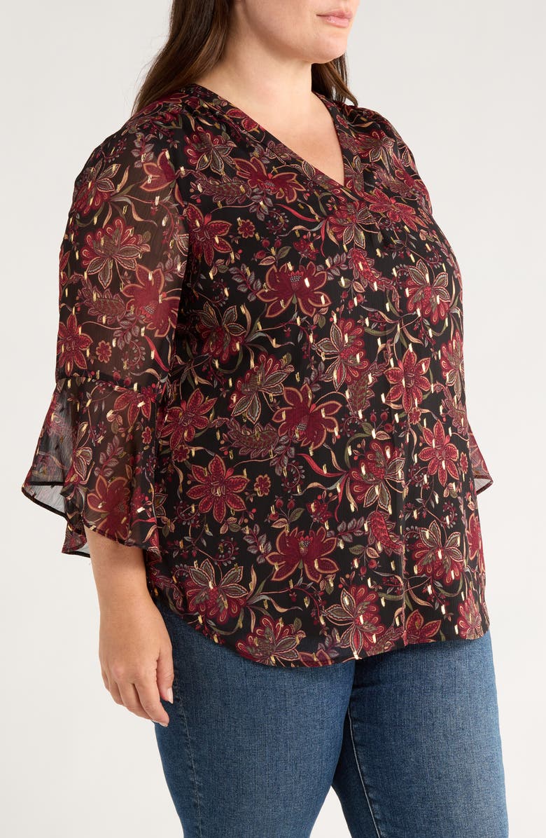 Jones New York Clip Dot Chiffon Top, Alternate, color, Jones Black Multi