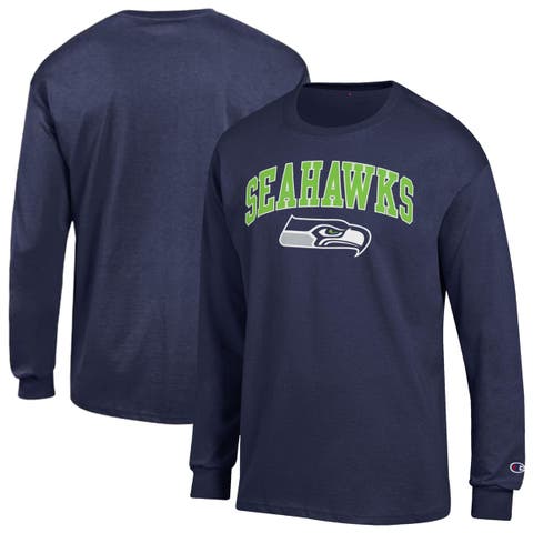 Men's Champion College Navy Seattle Seahawks Arch Over Logo Long Sleeve T-Shirt