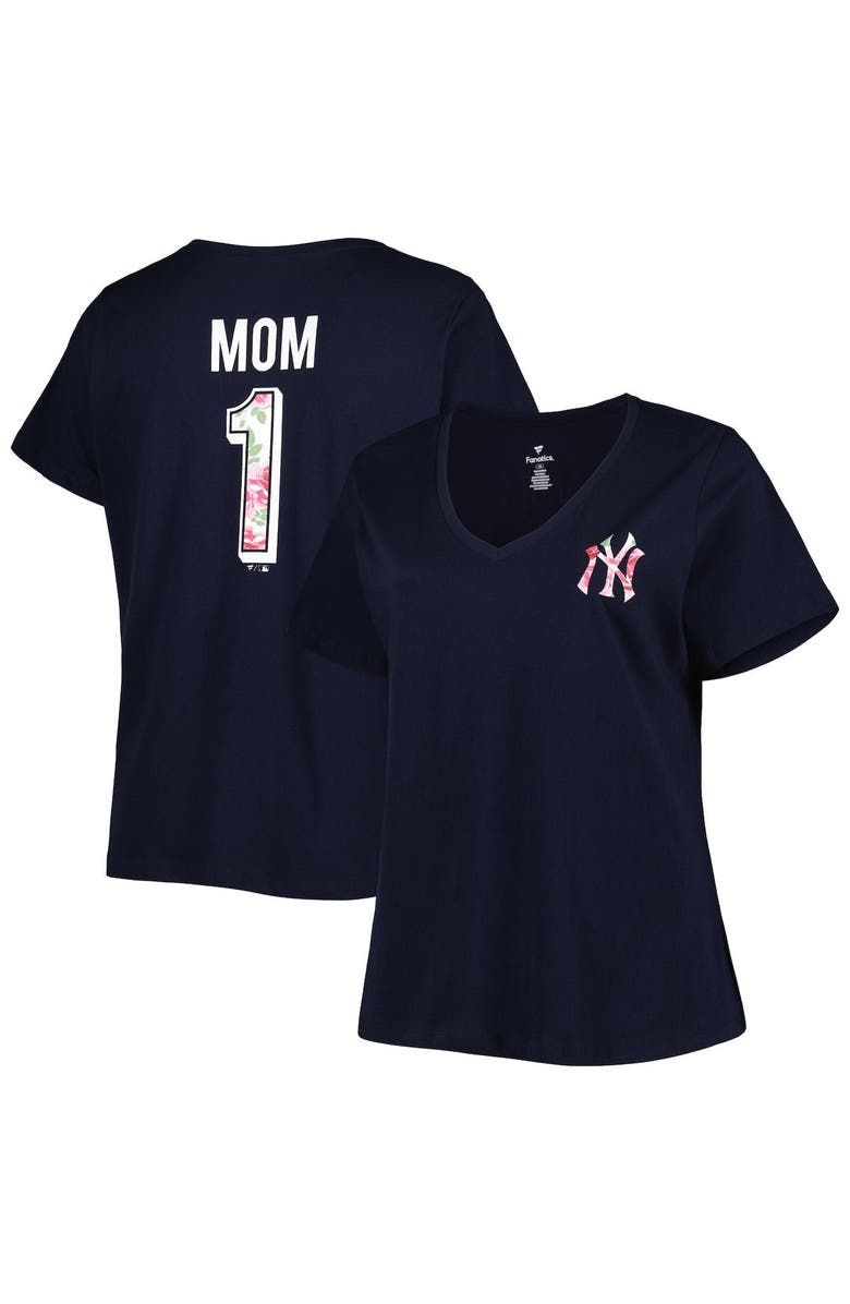 PROFILE Women's Navy New York Yankees Mother's Day Plus Size Best Mom Ever V-Neck T-Shirt, Main, color, 