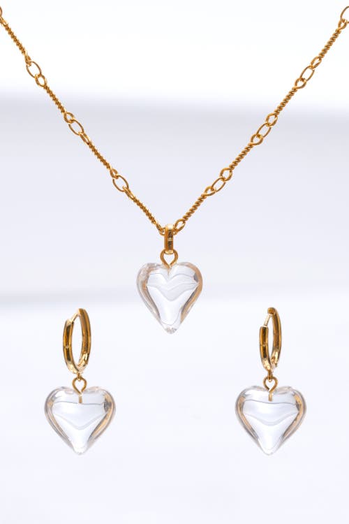 Classicharms Frost Heart Necklace And Earrings Set In Gold