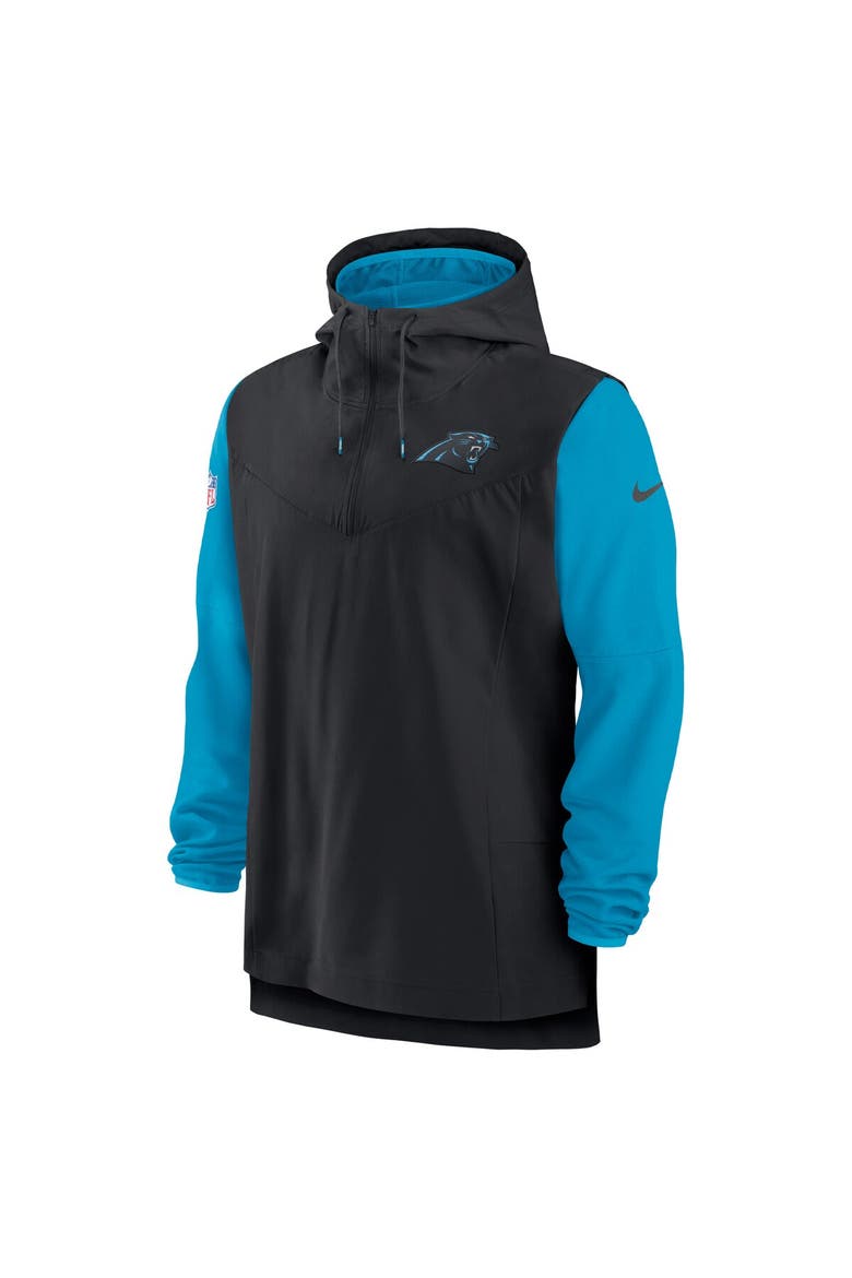 Men's Nike Black/Blue Carolina Panthers Sideline Player Quarter-Zip Hoodie, Alternate, color, Black