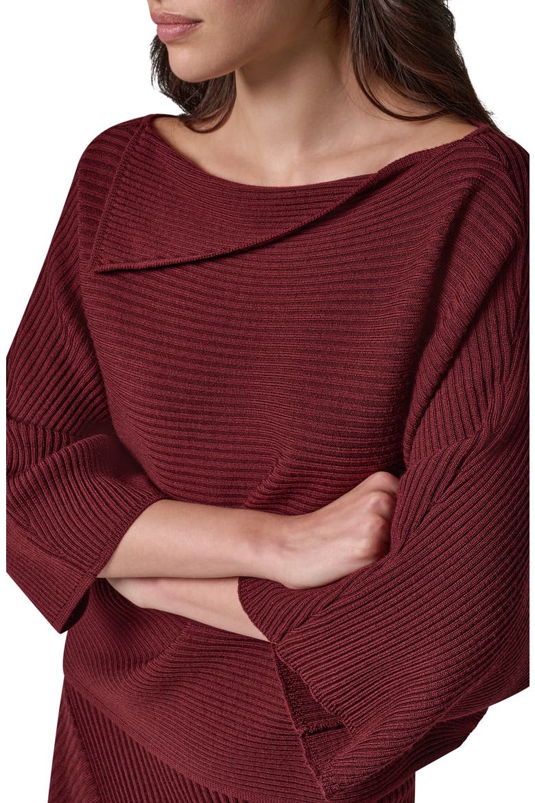 Folded Neck Merino Wool Sweater, Alternate, color, BLACK CHERRY