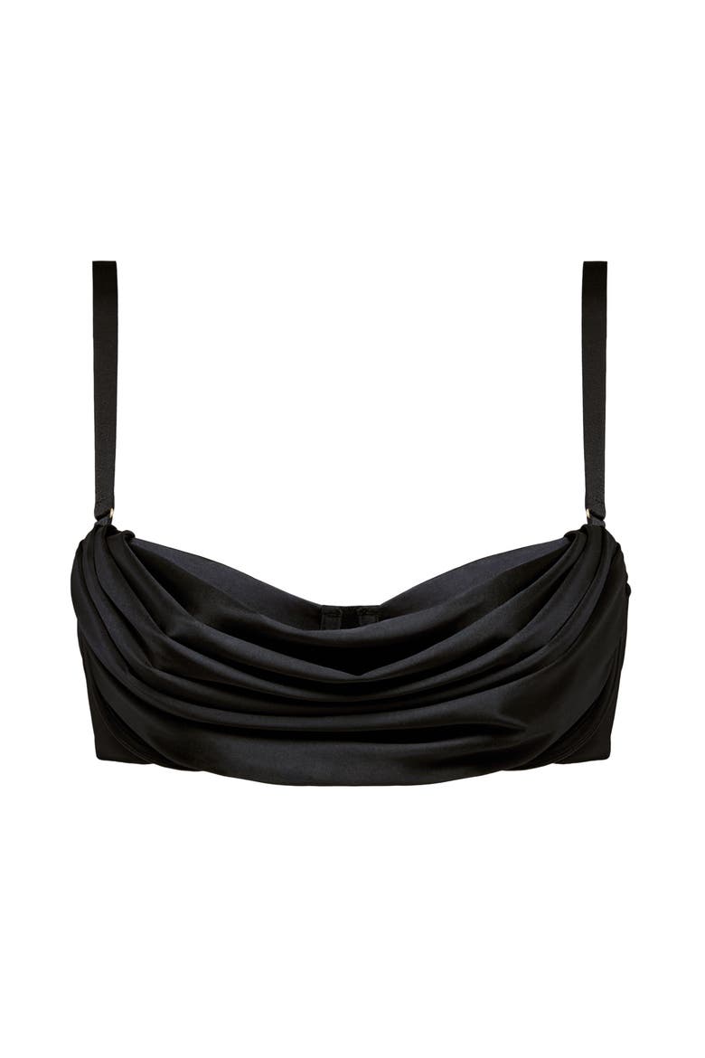 The Balconette Draped Satin, Main, color, BLACK