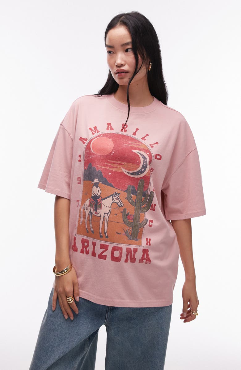 Topshop Arizona Oversize Cotton Graphic T-Shirt, Main, color,