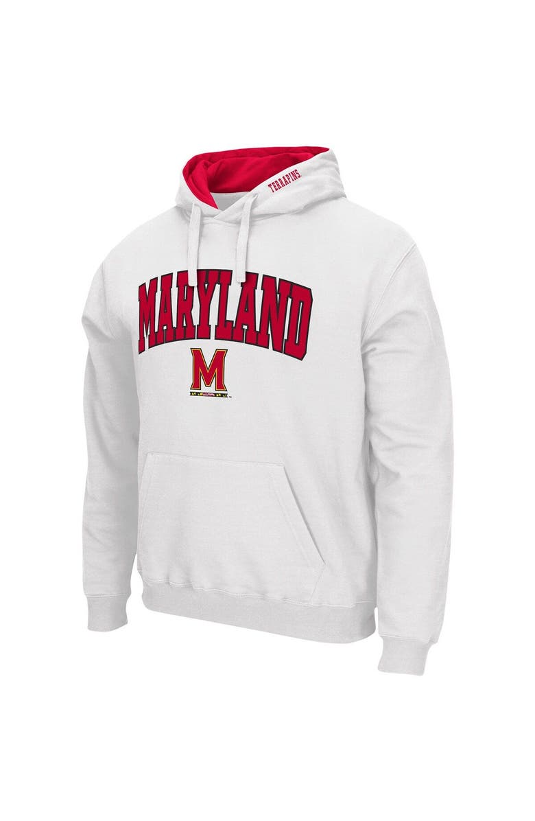 COLOSSEUM Men's Colosseum White Maryland Terrapins Arch & Logo 3.0 Pullover Hoodie, Alternate, color, White