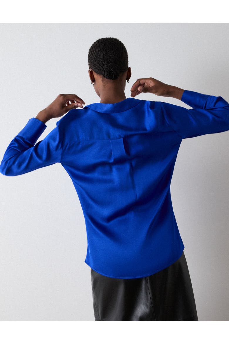Satin Collared Shirt, Alternate, color, Blue