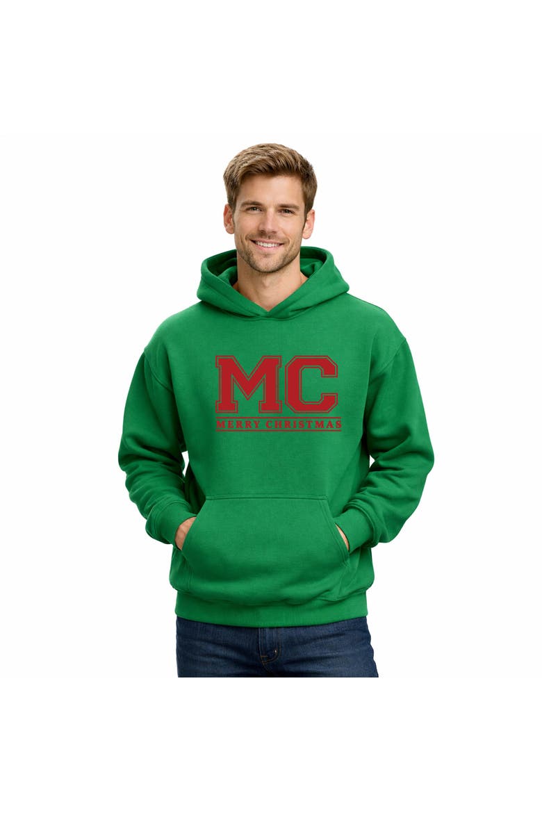 Merry Christmas Initials Hoodie, Main, color, Grass