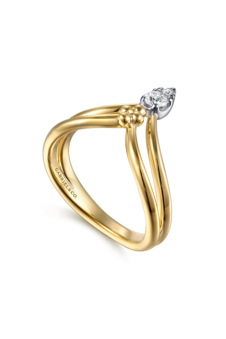 Bujuka 14k Gold Diamond Stack Ring, Alternate, color, 14K YELLOW/ WHITE GOLD